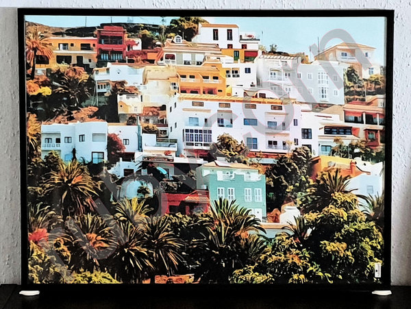Wandbild Kunstdruck BERGDORF bunte Häuser Rahmen 80x60cm