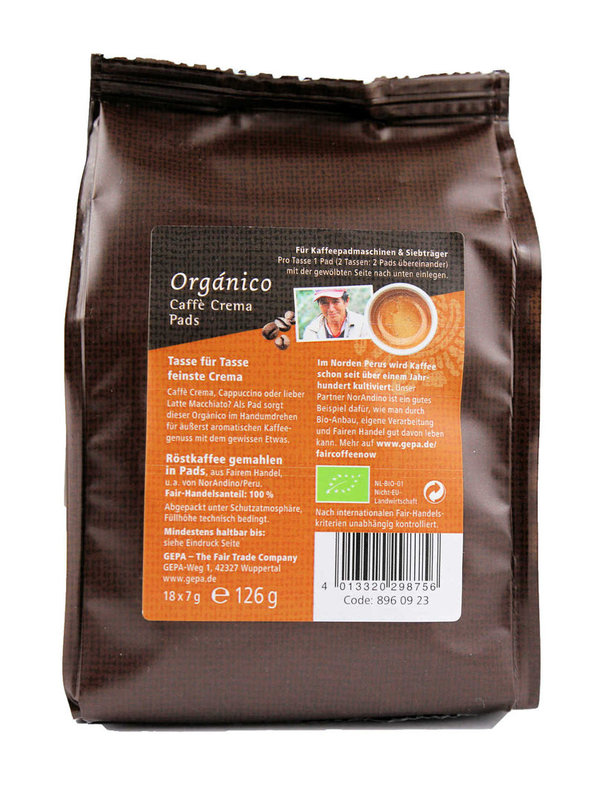 BIO Kaffeepads Orgánico Caffè Crema Fair Trade
